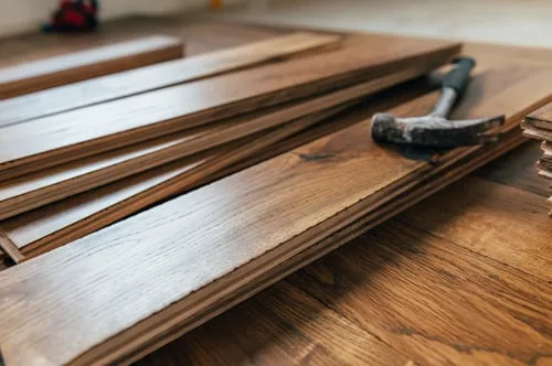 Wood plank flooring installation