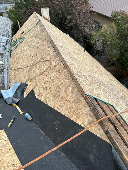 New decking and underlayment being installed