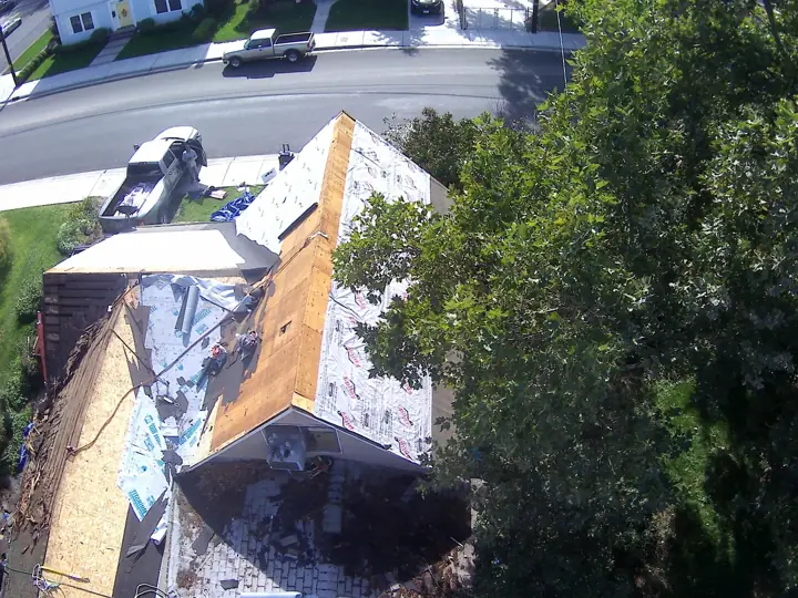 Tear-off and dry-in on a residential roof
