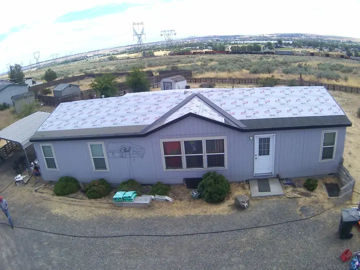 Underlayment installed on a manufactured home