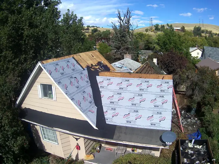 Underlayment on a two-story home