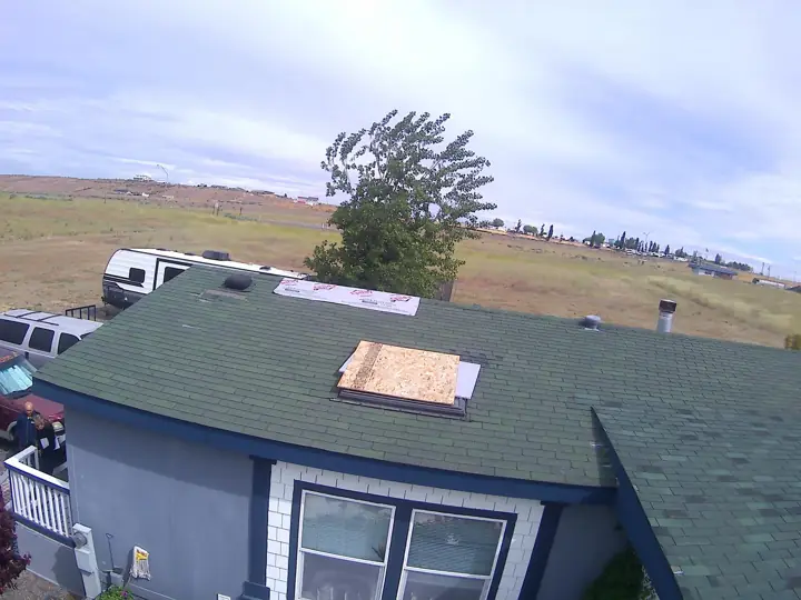 Roof repair with new plywood patch